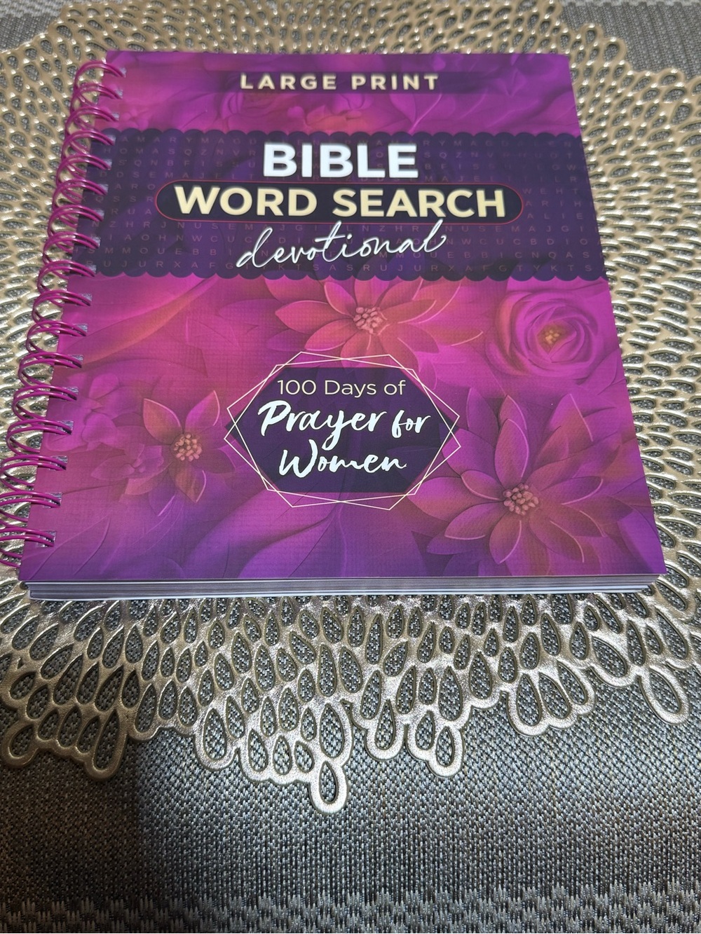 100 Days of Prayer for Women • Large Print Bible Word Search Devotional •Spiral